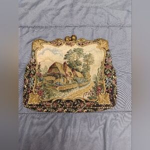 Vintage Gant Saint Roch Charming Tapestry Clutch with Scenic Design